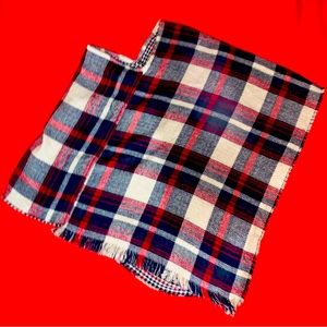 Vintage 70s Boho Hippie Poncho Plaid Shawl Large L Vtg